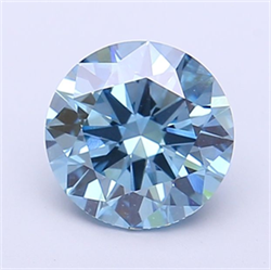 Picture of Lab Grown Diamond 1.52 Carats, Round with Excellent Cut, Fancy Vivid Blue Color, VVS2 Clarity and Certified by IGI