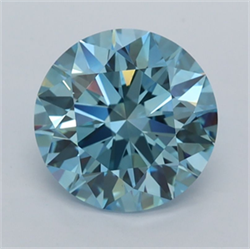 Picture of Lab Grown Diamond 2.00 Carats, Round with Ideal Cut, Fancy Vivid Blue Color, VVS2 Clarity and Certified by IGI