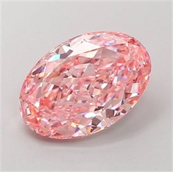 Picture of Lab Grown Diamond 3.64 Carats, Oval with  Cut, Fancy Vivid Pink Color, VS2 Clarity and Certified by IGI