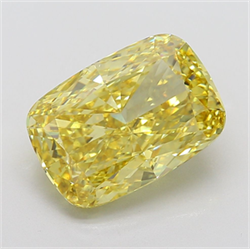 Picture of Lab Grown Diamond 10.05 Carats, CUSHION MODIFIED with  Cut, Fancy Vivid Yellow Color, VS1 Clarity and Certified by IGI