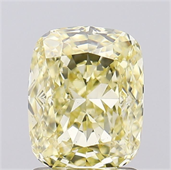 Picture of Lab Grown Diamond 1.54 Carats, CUSHION MODIFIED with  Cut, Fancy Yellow Color, VS2 Clarity and Certified by IGI