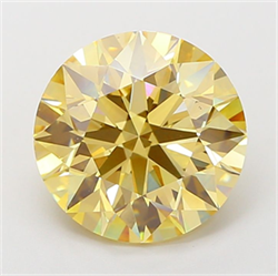 Picture of Lab Grown Diamond 5.00 Carats, Round with Excellent Cut, Fancy Intense Yellow Color, VS1 Clarity and Certified by IGI