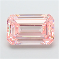 Picture of Lab Grown Diamond 10.05 Carats, Emerald with  Cut, Fancy Intense Pink Color, VS2 Clarity and Certified by IGI