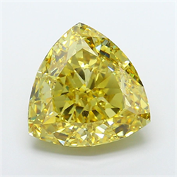 Picture of Lab Grown Diamond 15.24 Carats, TRIANGULAR with  Cut, Fancy Intense Yellow Color, VS1 Clarity and Certified by IGI