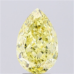 Picture of Lab Grown Diamond 4.41 Carats, Pear with  Cut, Fancy Intense Yellow Color, VS2 Clarity and Certified by IGI