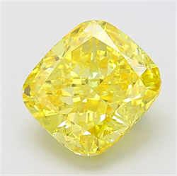 Picture of Lab Grown Diamond 6.62 Carats, CUSHION MODIFIED with  Cut, Fancy Vivid Yellow Color, VS2 Clarity and Certified by IGI