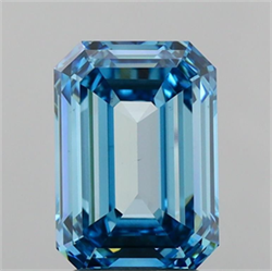 Picture of Lab Grown Diamond 3.02 Carats, Emerald with  Cut, Fancy Vivid Blue Color, VS1 Clarity and Certified by IGI