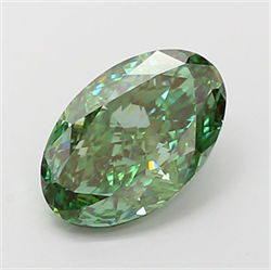 Picture of Lab Grown Diamond 2.70 Carats, Oval with  Cut, Fancy Vivid Green Color, VVS2 Clarity and Certified by IGI