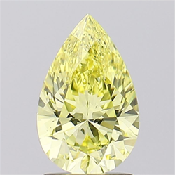 Picture of Lab Grown Diamond 1.52 Carats, Pear with  Cut, Fancy Intense Yellow Color, VS1 Clarity and Certified by IGI