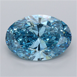 Picture of Lab Grown Diamond 5.05 Carats, Oval with  Cut, Fancy Vivid Blue Color, VVS2 Clarity and Certified by IGI