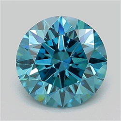 Picture of Lab Grown Diamond 1.24 Carats, Round with Ideal Cut, Fancy Vivid Blue Color, VVS2 Clarity and Certified by IGI