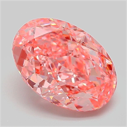 Picture of Lab Grown Diamond 3.05 Carats, Oval with  Cut, Fancy Vivid Pink Color, VVS2 Clarity and Certified by IGI