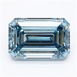Picture of Lab Grown Diamond 1.37 Carats, Emerald with  Cut, Fancy Vivid Blue Color, VS2 Clarity and Certified by IGI