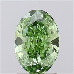 Picture of Lab Grown Diamond 1.51 Carats, Oval with  Cut, Fancy Vivid Green Color, FL Clarity and Certified by IGI