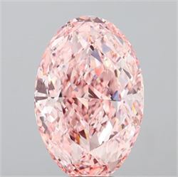 Picture of Lab Grown Diamond 6.64 Carats, Oval with  Cut, Fancy Intense Pink Color, VVS2 Clarity and Certified by IGI