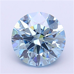 Picture of Lab Grown Diamond 1.56 Carats, Round with Ideal Cut, Fancy Vivid Blue Color, VVS2 Clarity and Certified by IGI