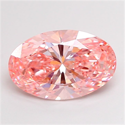 Picture of Lab Grown Diamond 3.03 Carats, Oval with  Cut, Fancy Vivid Pink Color, VS1 Clarity and Certified by IGI