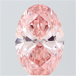 Picture of Lab Grown Diamond 6.11 Carats, Oval with  Cut, Fancy Vivid Pink Color, VVS2 Clarity and Certified by IGI