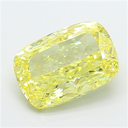 Picture of Lab Grown Diamond 2.50 Carats, CUSHION MODIFIED with  Cut, Fancy Intense Yellow Color, VS1 Clarity and Certified by IGI