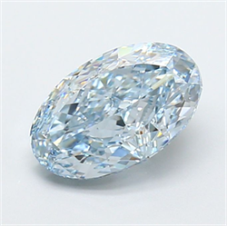 Picture of Lab Grown Diamond 2.87 Carats, Oval with  Cut, Fancy Intense Blue Color, VVS1 Clarity and Certified by IGI