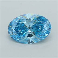 Picture of Lab Grown Diamond 1.23 Carats, Oval with  Cut, Fancy Vivid Blue Color, VVS1 Clarity and Certified by IGI