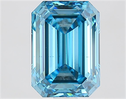 Picture of Lab Grown Diamond 2.07 Carats, Emerald with  Cut, Fancy Vivid Blue Color, VS1 Clarity and Certified by IGI