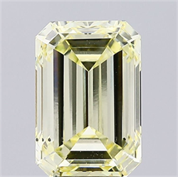 Picture of Lab Grown Diamond 5.92 Carats, Emerald with  Cut, Fancy Yellow Color, VS2 Clarity and Certified by IGI