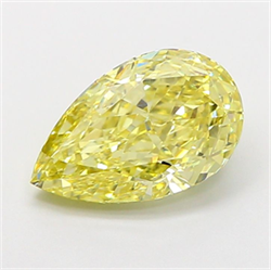Picture of Lab Grown Diamond 2.56 Carats, Pear with  Cut, Fancy Intense Yellow Color, VS1 Clarity and Certified by IGI