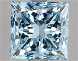 Picture of Lab Grown Diamond 4.52 Carats, Princess with  Cut, Fancy Vivid Blue Color, VS2 Clarity and Certified by IGI