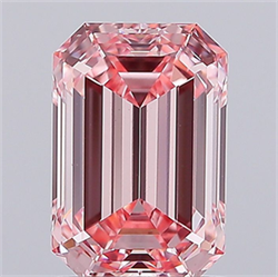 Picture of Lab Grown Diamond 2.04 Carats, Emerald with  Cut, Fancy Vivid Pink Color, VS1 Clarity and Certified by IGI