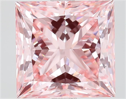 Picture of Lab Grown Diamond 3.66 Carats, Princess with  Cut, Fancy Vivid Pink Color, VVS2 Clarity and Certified by IGI