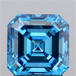 Picture of Lab Grown Diamond 1.51 Carats, Asscher with  Cut, Fancy Vivid Blue Color, VS1 Clarity and Certified by IGI