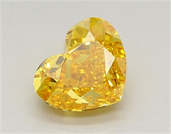 Picture of Lab Grown Diamond 1.29 Carats, Heart with  Cut, Fancy Vivid Yellow Color, VVS2 Clarity and Certified by IGI