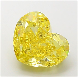 Picture of Lab Grown Diamond 6.10 Carats, Heart with  Cut, Fancy Vivid Yellow Color, VVS2 Clarity and Certified by IGI