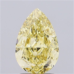 Picture of Lab Grown Diamond 1.56 Carats, Pear with  Cut, Fancy Intense Yellow Color, VVS2 Clarity and Certified by IGI