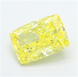 Picture of Lab Grown Diamond 4.07 Carats, CUSHION MODIFIED with  Cut, Fancy Vivid Yellow Color, VS2 Clarity and Certified by IGI