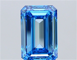 Picture of Lab Grown Diamond 6.01 Carats, Emerald with  Cut, Fancy Vivid Blue Color, VVS2 Clarity and Certified by IGI