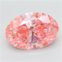 Picture of Lab Grown Diamond 5.04 Carats, Oval with  Cut, Fancy Vivid Pink Color, VS2 Clarity and Certified by IGI