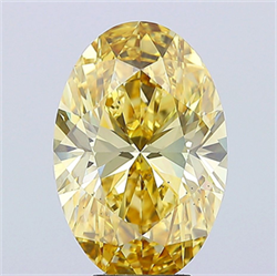 Picture of Lab Grown Diamond 7.04 Carats, Oval with  Cut, Fancy Intense Yellow Color, VS2 Clarity and Certified by IGI