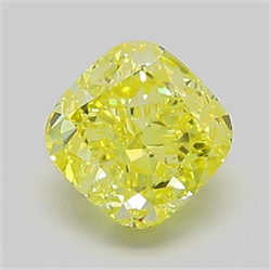 Picture of Lab Grown Diamond 1.31 Carats, CUSHION MODIFIED with  Cut, Fancy Intense Yellow Color, VVS2 Clarity and Certified by IGI