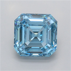 Picture of Lab Grown Diamond 1.57 Carats, Asscher with  Cut, Fancy Vivid Blue Color, VVS2 Clarity and Certified by IGI