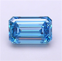 Picture of Lab Grown Diamond 1.60 Carats, Emerald with  Cut, Fancy Vivid Blue Color, VS1 Clarity and Certified by IGI