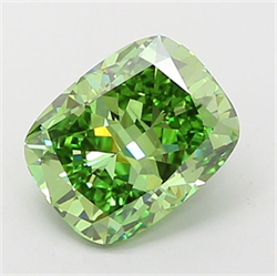 Picture of Lab Grown Diamond 1.70 Carats, CUSHION MODIFIED with  Cut, Fancy Vivid Green Color, VS1 Clarity and Certified by IGI