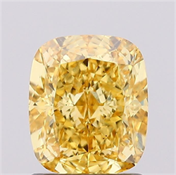 Picture of Lab Grown Diamond 1.51 Carats, CUSHION MODIFIED with  Cut, Fancy Vivid Yellow Color, VS1 Clarity and Certified by IGI