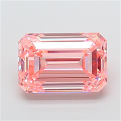 Picture of Lab Grown Diamond 4.05 Carats, Emerald with  Cut, Fancy Vivid Pink Color, VS1 Clarity and Certified by IGI