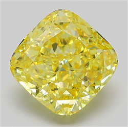 Picture of Lab Grown Diamond 5.32 Carats, CUSHION MODIFIED with  Cut, Fancy Vivid Yellow Color, VS1 Clarity and Certified by IGI