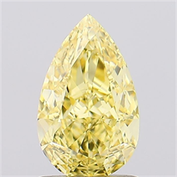 Picture of Lab Grown Diamond 1.32 Carats, Pear with  Cut, Fancy Vivid Yellow Color, VVS2 Clarity and Certified by IGI