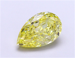 Picture of Lab Grown Diamond 2.32 Carats, Pear with  Cut, Fancy Vivid Yellow Color, VS1 Clarity and Certified by IGI