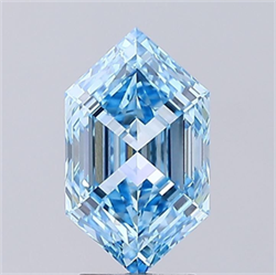 Picture of Lab Grown Diamond 3.05 Carats, HEXAGONAL with  Cut, Fancy Vivid Blue Color, VVS2 Clarity and Certified by IGI
