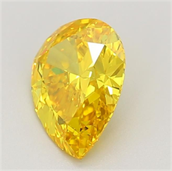 Picture of Lab Grown Diamond 1.41 Carats, Pear with  Cut, Fancy Vivid Yellow Color, VS1 Clarity and Certified by IGI